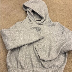 ZARA Cropped Gray Hoodie Elastic Hem Sweatshirt